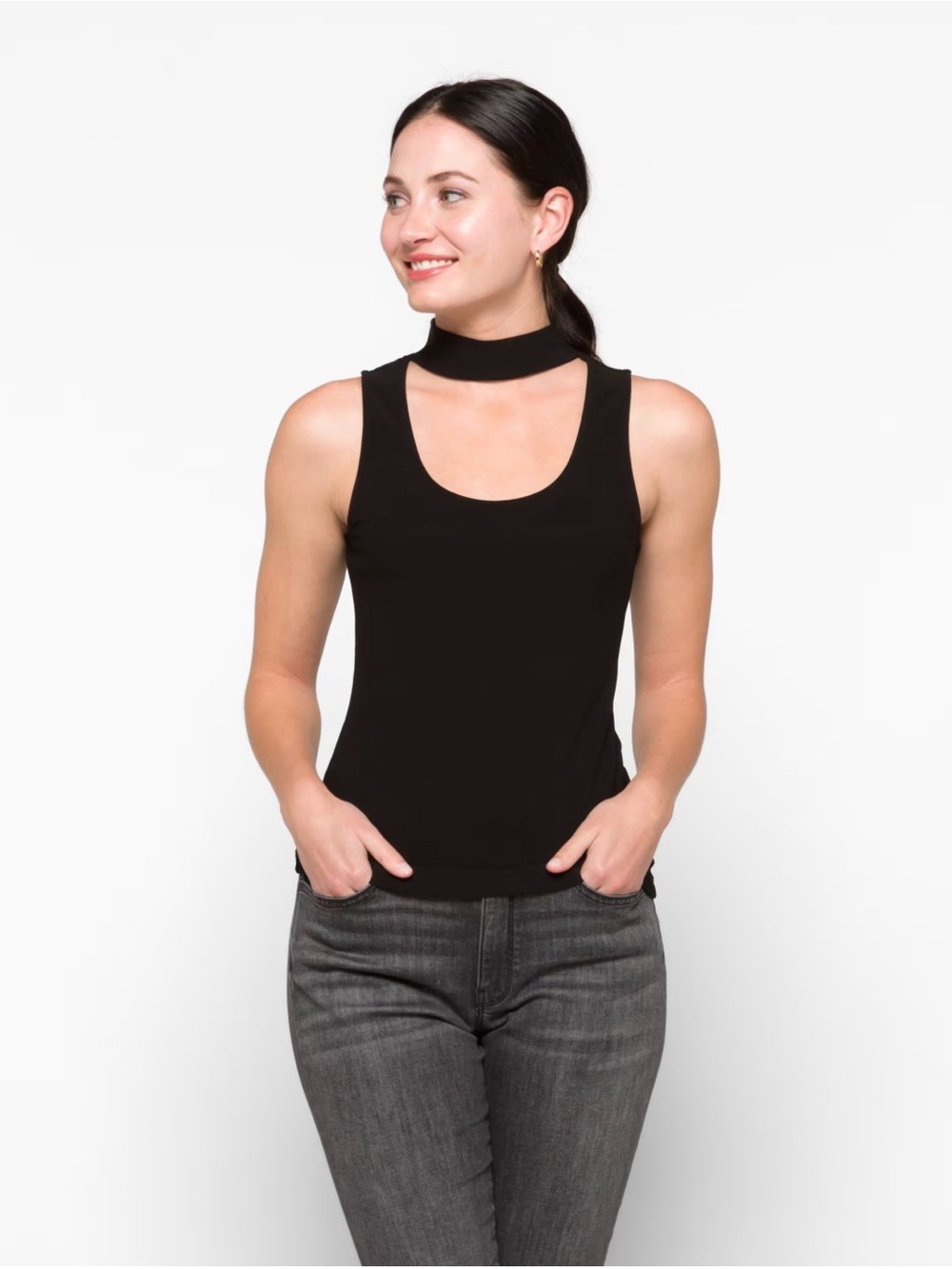 Sleeveless Choker Tank Top - Black